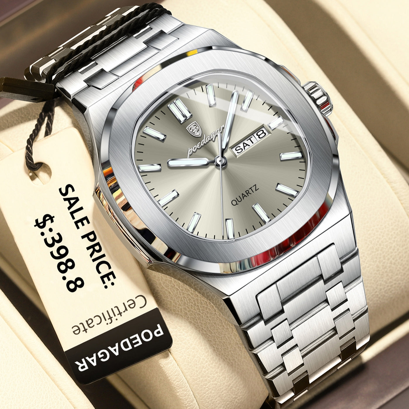 Montre Homme Sport-Chic "Octogone Acier" - Porstiger Quartz