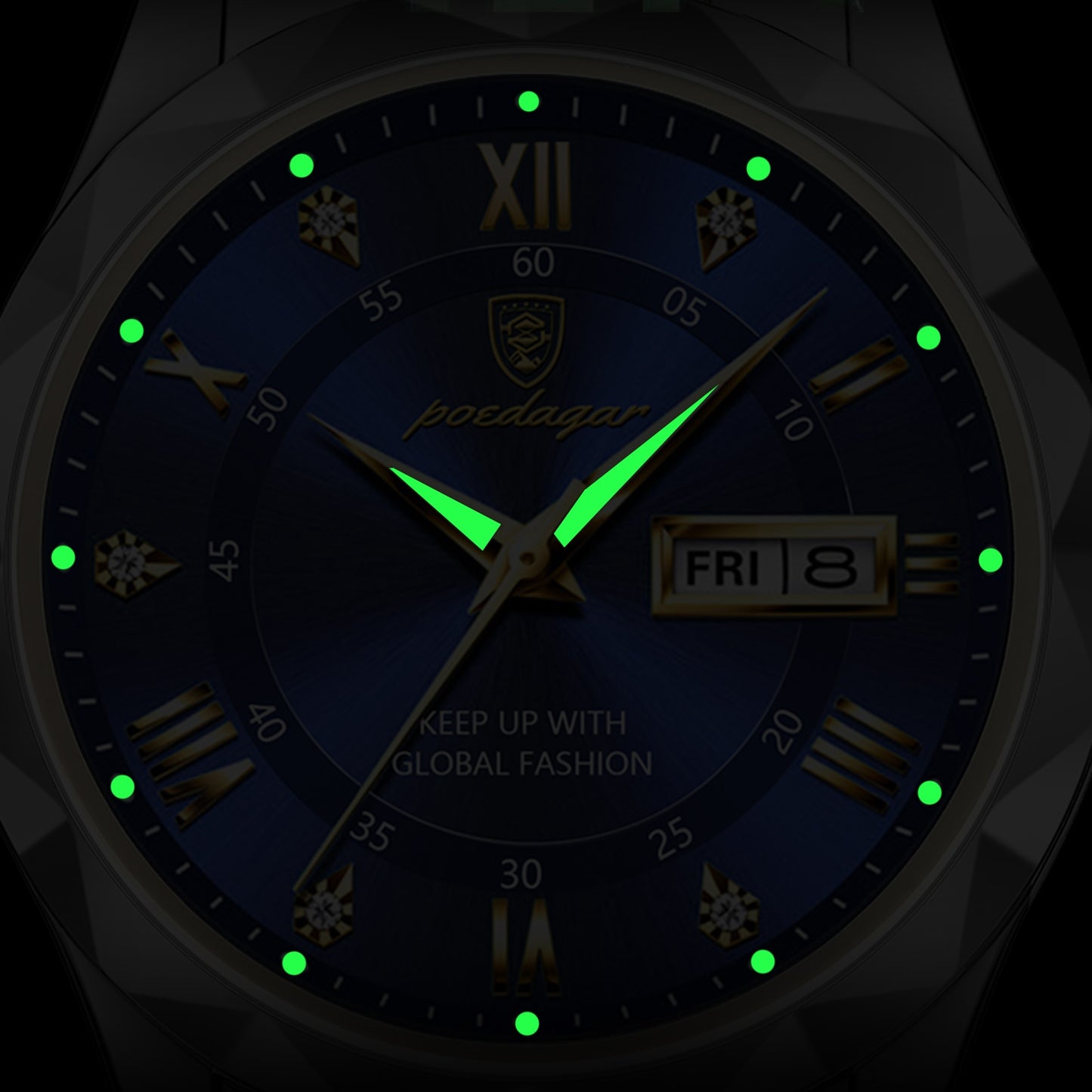 Montre de Luxe à Quartz pour Homme - Cadran Bleu Saphir et Bracelet Bicolore Acier